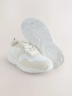 Neutral Standard Fit (F) Lace-Up Colourblock Trainers