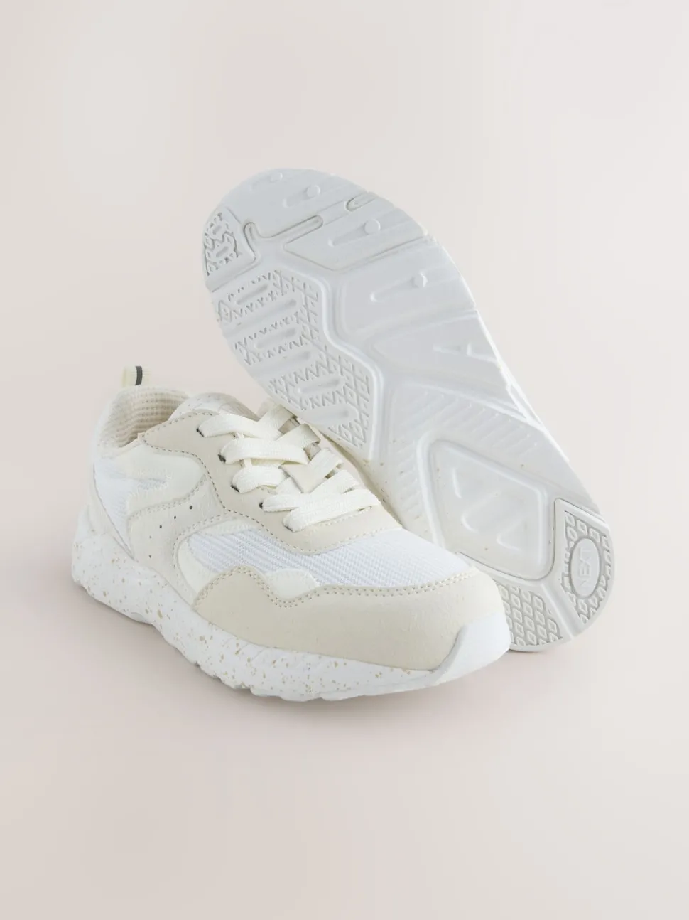 Neutral Standard Fit (F) Lace-Up Colourblock Trainers