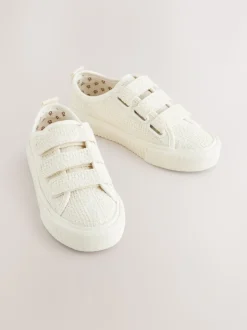Neutral White Broderie Touch Fastening Trainers