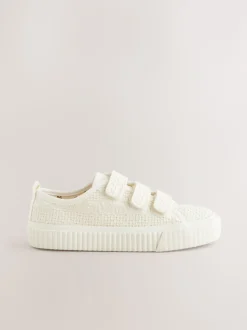 Neutral White Broderie Touch Fastening Trainers