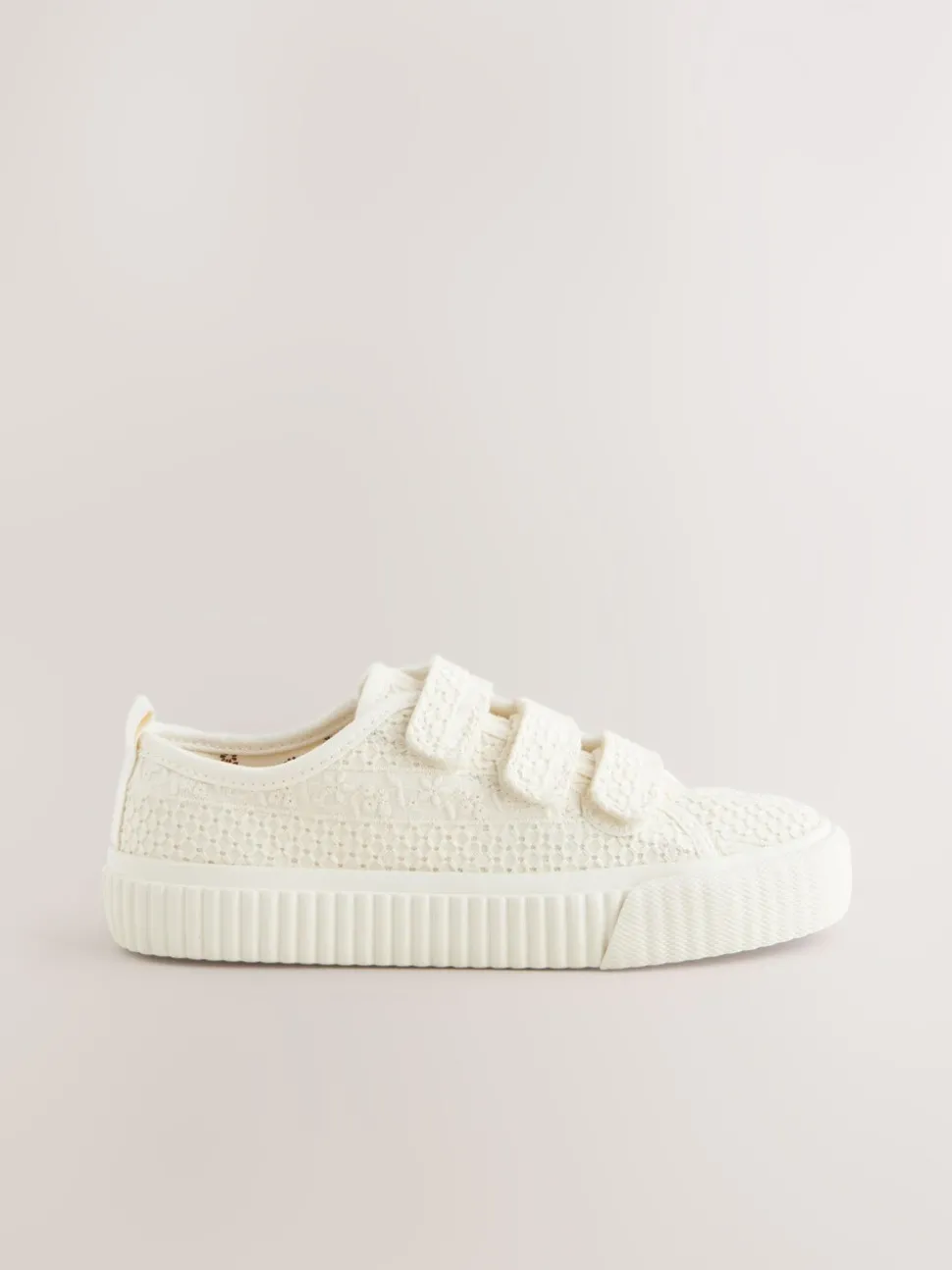 Neutral White Broderie Touch Fastening Trainers
