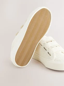 Neutral White Broderie Touch Fastening Trainers
