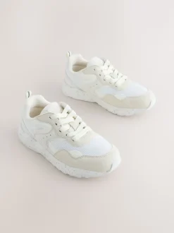 Neutral Wide Fit (G) Lace-Up Colourblock Trainers