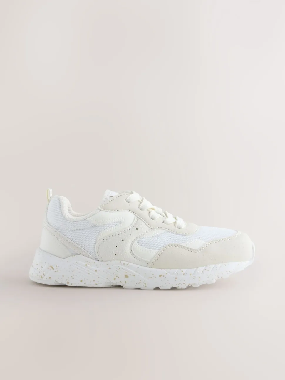 Neutral Wide Fit (G) Lace-Up Colourblock Trainers