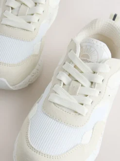 Neutral Wide Fit (G) Lace-Up Colourblock Trainers