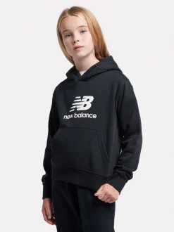 New Balance Black Brush Back Stacked Logo Hoodie