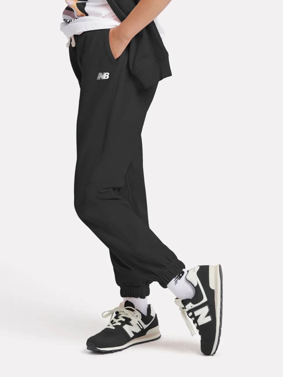 New Balance Black Small Brush Back Logo Joggers