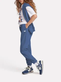 New Balance Blue Small Brush Back Logo Joggers