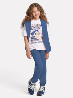New Balance Blue Small Brush Back Logo Joggers