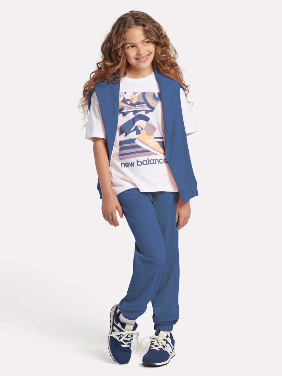 New Balance Blue Small Brush Back Logo Joggers