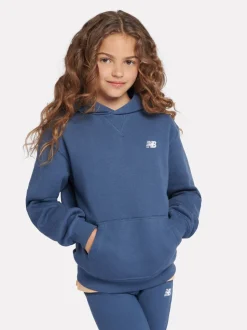 New Balance Blue Small Girls Brush Back Logo Hoodie