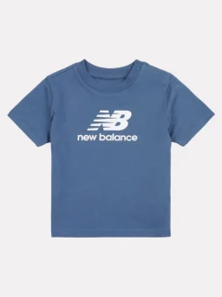 New Balance Blue Stacked Logo Cotton T-Shirt