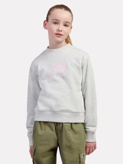 New Balance Grey French Terry Stacked Logo Crew Sweatshirt