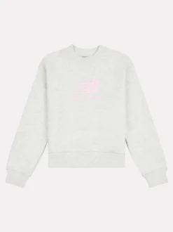 New Balance Grey French Terry Stacked Logo Crew Sweatshirt