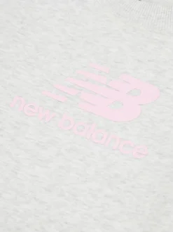 New Balance Grey French Terry Stacked Logo Crew Sweatshirt