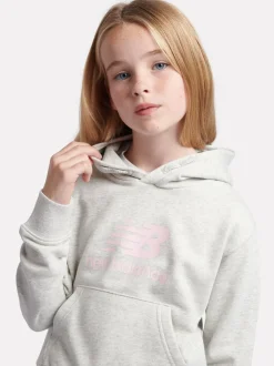 New Balance Grey Kids French Terry Stacked Logo Hoodie