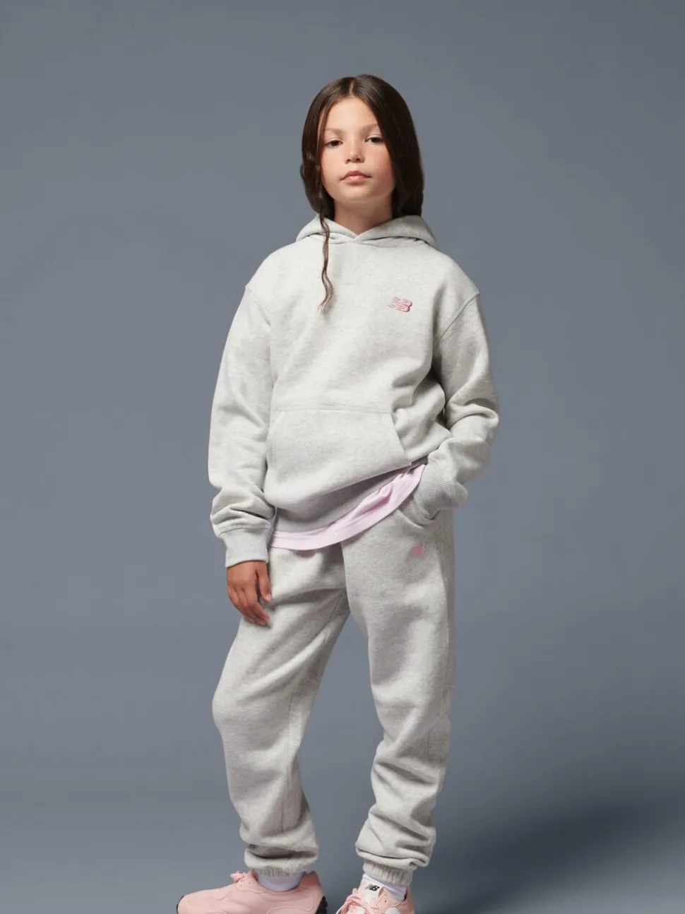 New Balance Grey Small Brush Back Logo Joggers
