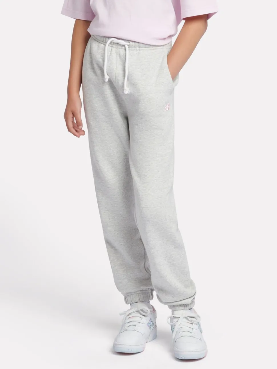 New Balance Grey Small Brush Back Logo Joggers
