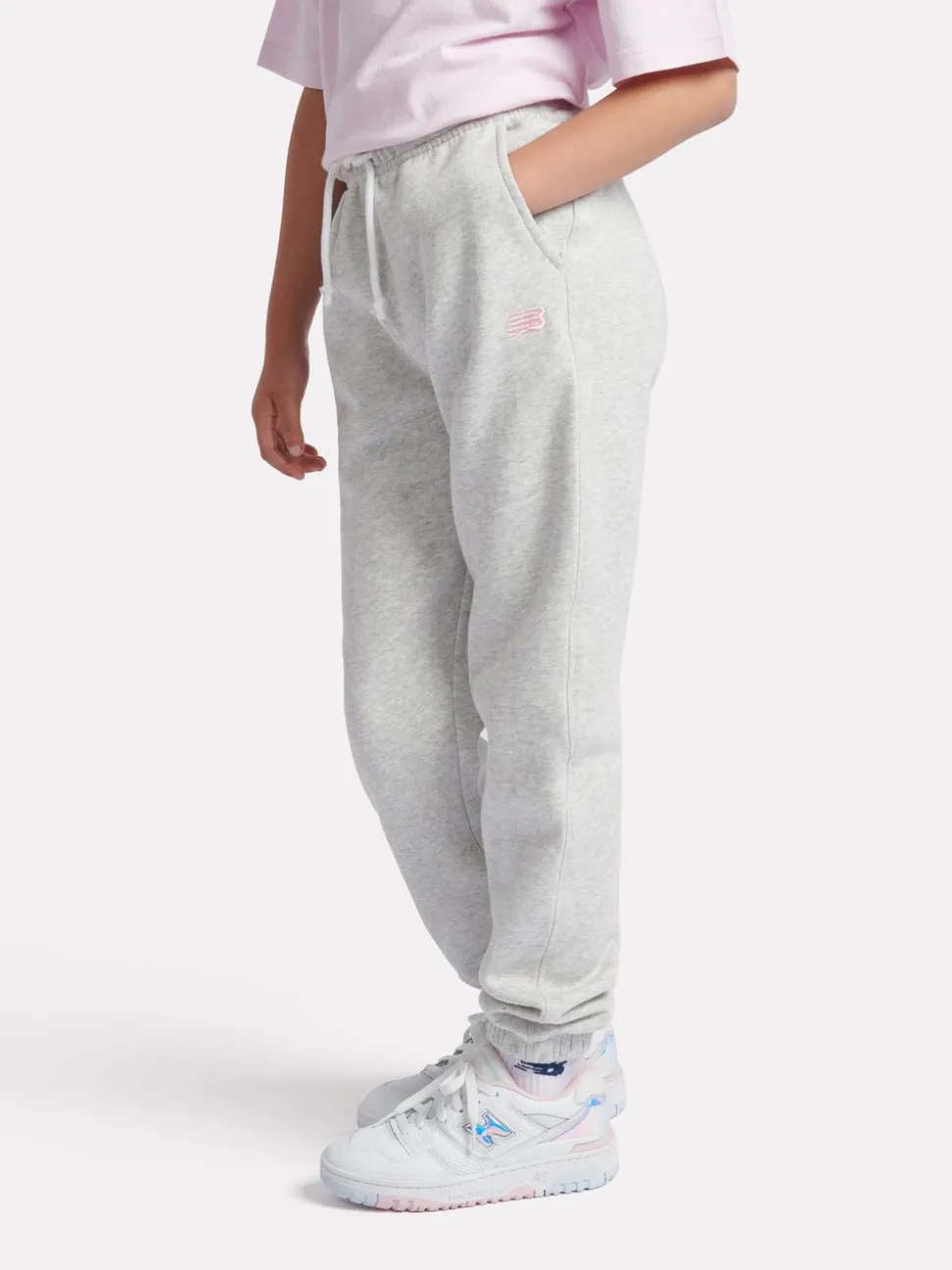 New Balance Grey Small Brush Back Logo Joggers