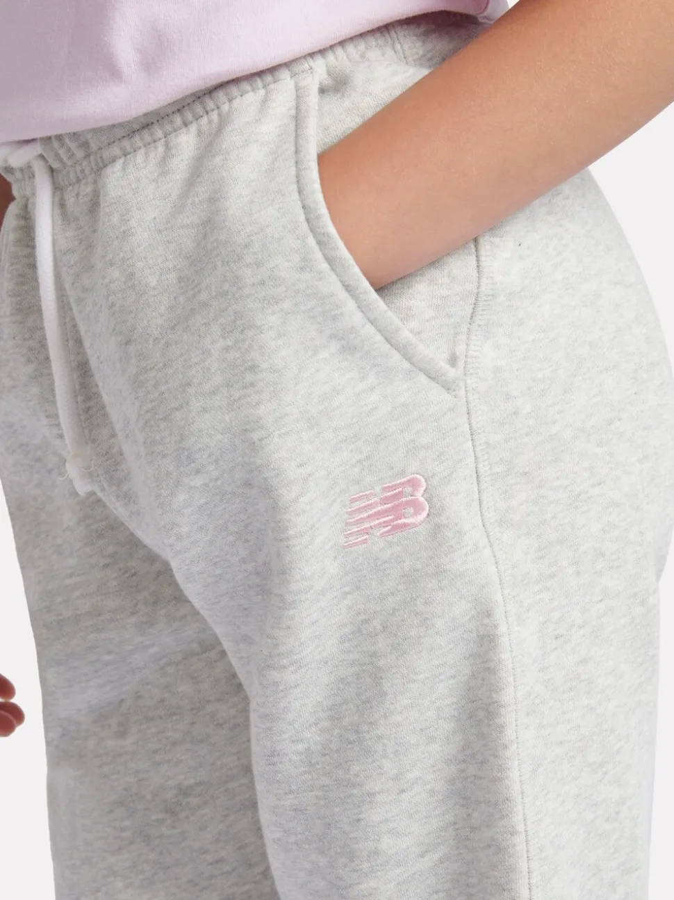 New Balance Grey Small Brush Back Logo Joggers