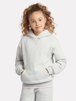 New Balance Grey Small Girls Brush Back Logo Hoodie