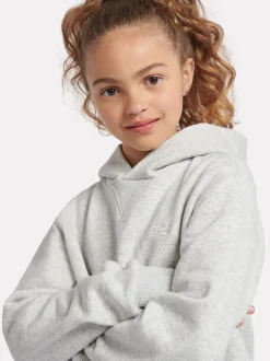 New Balance Grey Small Girls Brush Back Logo Hoodie