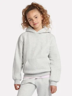 New Balance Grey Small Girls Brush Back Logo Hoodie