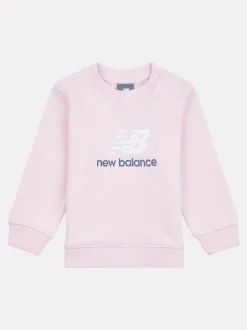 New Balance Light Pink Kids Stacked Logo Crew Sweatshirt