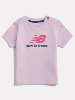 New Balance Light Pink Stacked Logo T-Shirt