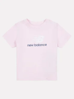 New Balance Light Pink Stacked Logo Cotton T-Shirt
