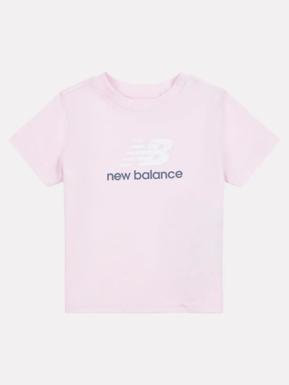 New Balance Light Pink Stacked Logo Cotton T-Shirt