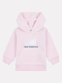 New Balance Pink Light Kids French Terry Stacked Logo Hoodie