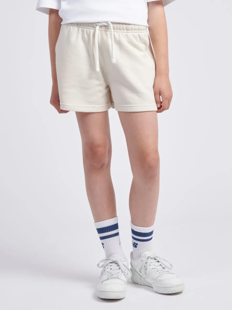 New Balance White Small Girls Logo Shorts