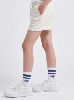 New Balance White Small Girls Logo Shorts