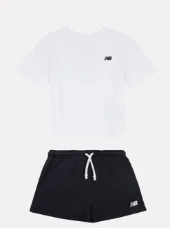 New Balance White Small Kids Logo T-Shirt and Shorts Set