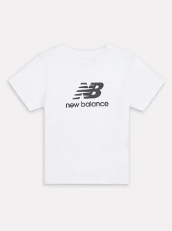 New Balance White Stacked Logo Cotton T-Shirt