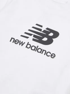 New Balance White Stacked Logo Cotton T-Shirt