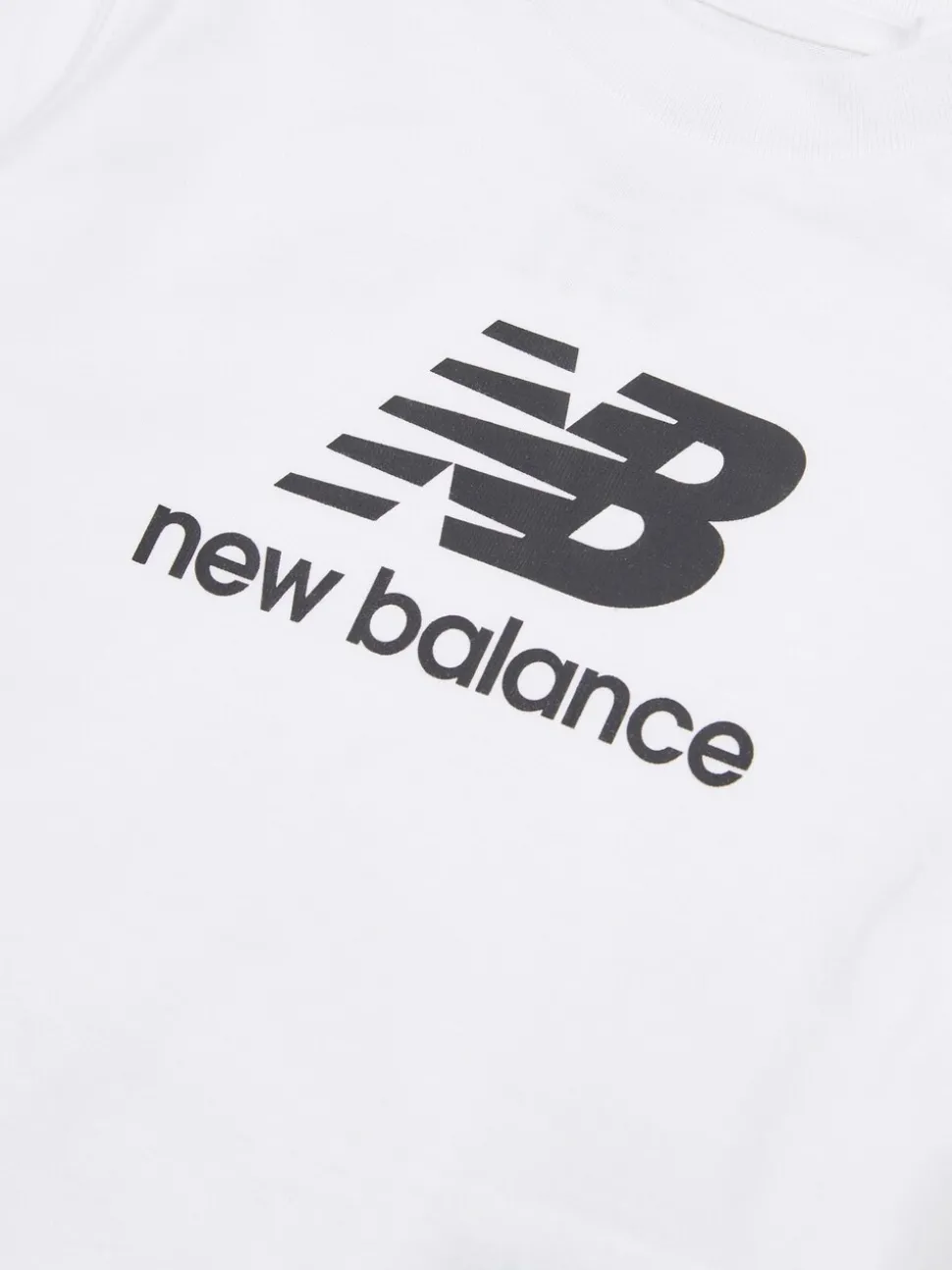 New Balance White Stacked Logo Cotton T-Shirt