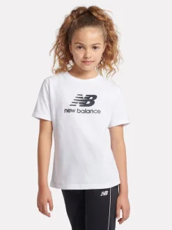 New Balance White Stacked Logo T-Shirt