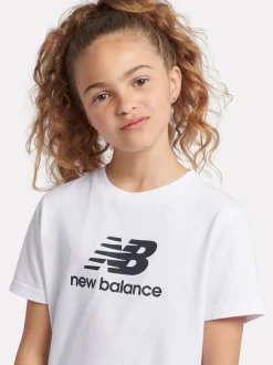 New Balance White Stacked Logo T-Shirt