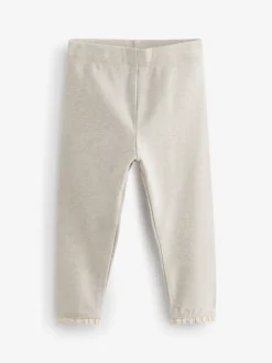 Oatmeal Cream Lace Trim Leggings (3mths-7yrs)