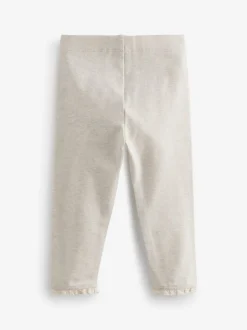 Oatmeal Cream Lace Trim Leggings (3mths-7yrs)
