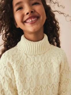 Oatmeal Cable Roll Neck Jumper (3-16yrs)