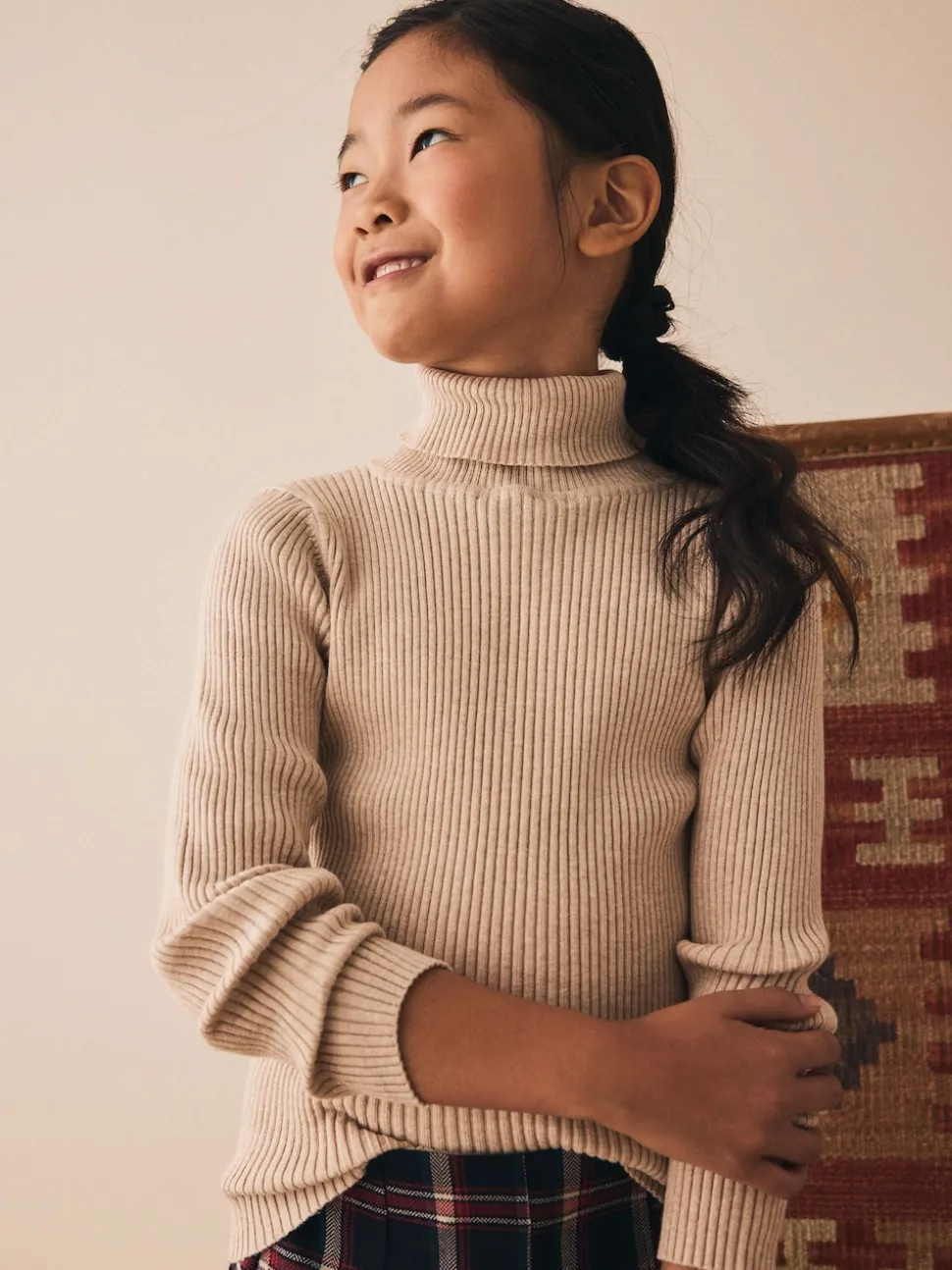 Oatmeal Roll Neck Knit Jumper (3-16yrs)