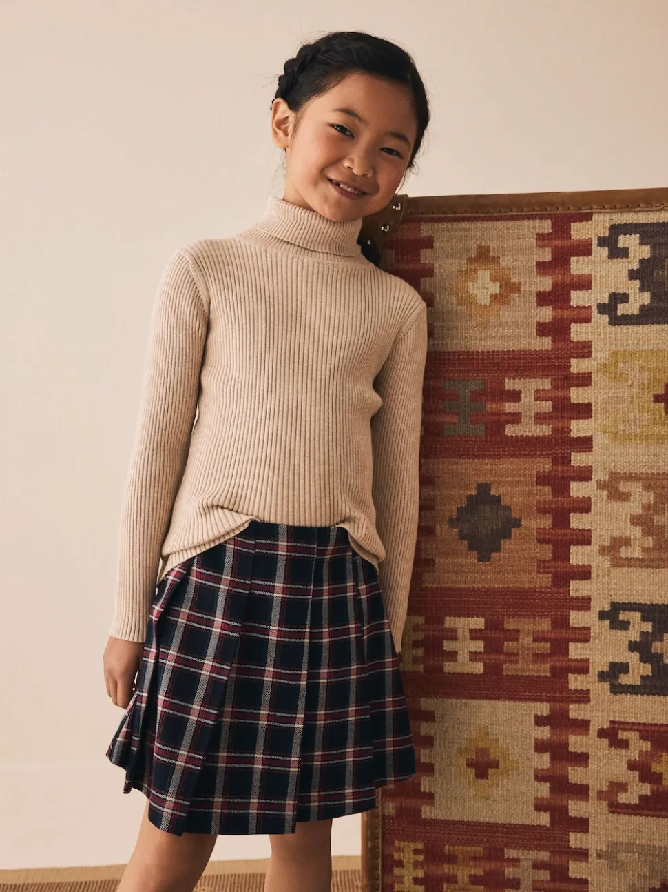 Oatmeal Roll Neck Knit Jumper (3-16yrs)