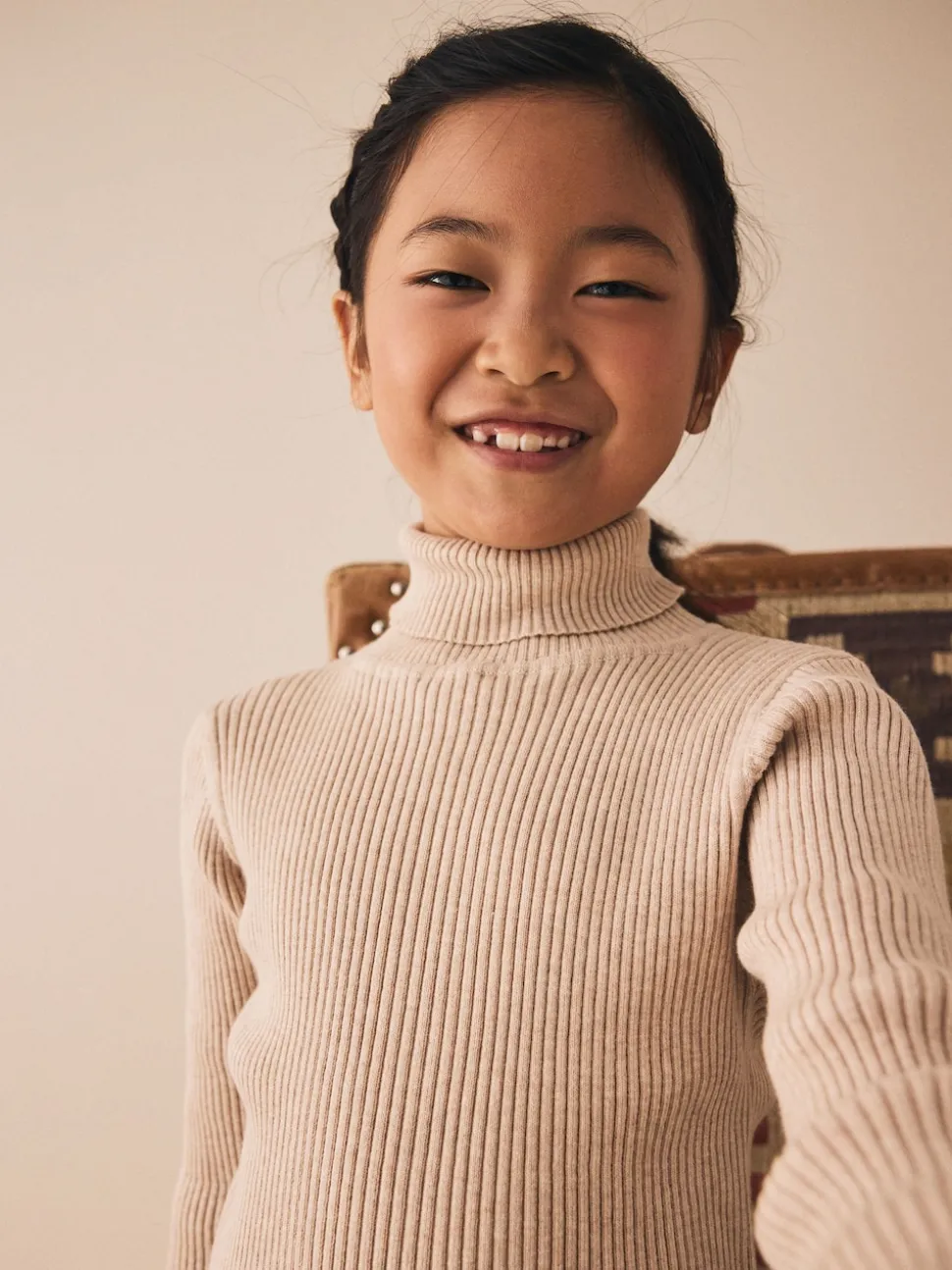 Oatmeal Roll Neck Knit Jumper (3-16yrs)