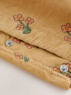 Ochre Yellow Floral Print Corduroy Dungarees and T Shirt Set (3mths-7yrs)