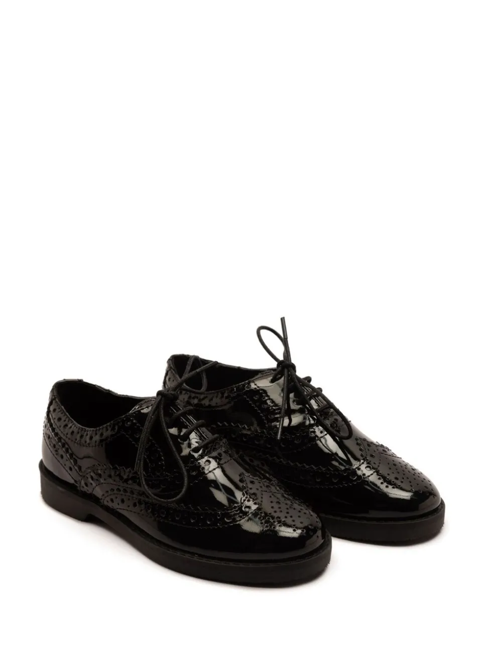 Off The Hook Black Beatrix Patent Brogue Leather Lace-Up School Shoes
