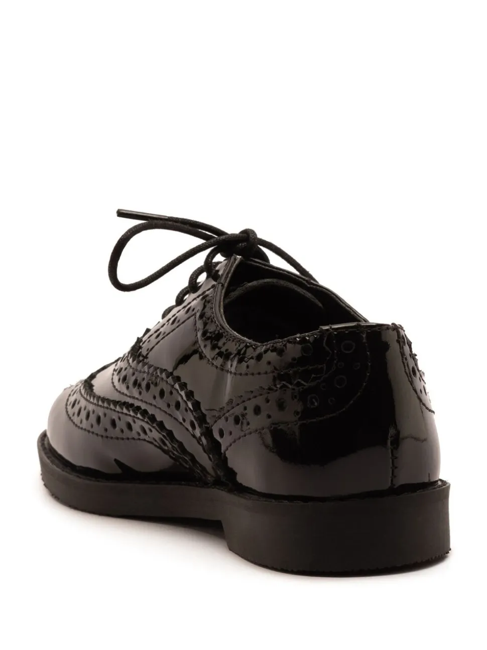 Off The Hook Black Beatrix Patent Brogue Leather Lace-Up School Shoes