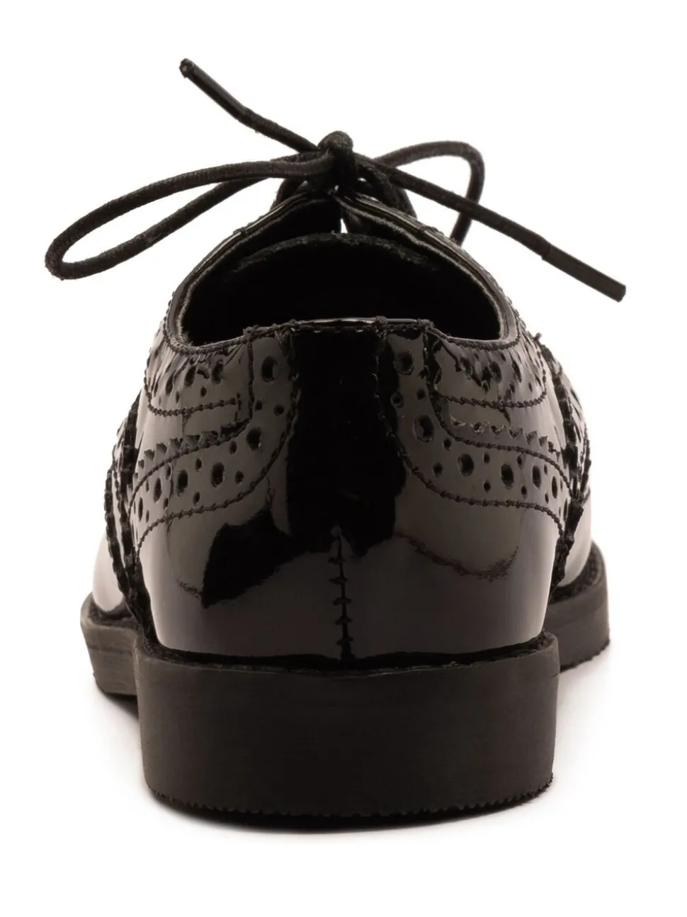Off The Hook Black Beatrix Patent Brogue Leather Lace-Up School Shoes